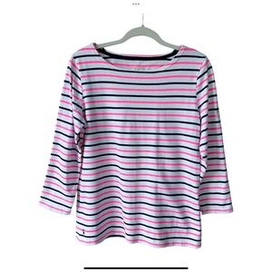 Joules Harbour Boat Neck Striped Breton Top in Neon Multi